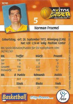 2002 City-Press Powerplay BBL Playercards #50 Norman Froemel Back
