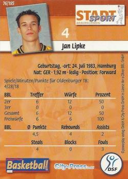2002 City-Press Powerplay BBL Playercards #76 Jan Lipke Back