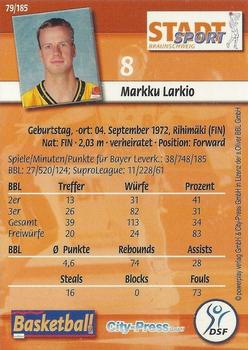 2002 City-Press Powerplay BBL Playercards #79 Markku Larkio Back