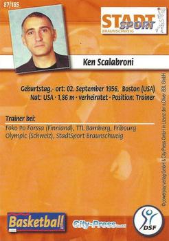 2002 City-Press Powerplay BBL Playercards #87 Ken Scalabroni Back