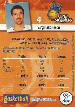 2002 City-Press Powerplay BBL Playercards #91 Virgil Stanescu Back