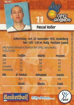 2002 City-Press Powerplay BBL Playercards #96 Pascal Roller Back