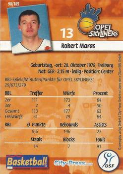 2002 City-Press Powerplay BBL Playercards #98 Robert Maras Back