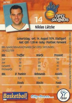 2002 City-Press Powerplay BBL Playercards #99 Niklas Lutcke Back