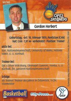 2002 City-Press Powerplay BBL Playercards #101 Gordon Herbert Back