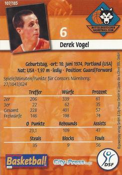 2002 City-Press Powerplay BBL Playercards #107 Derek Vogel Back