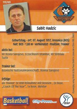 2002 City-Press Powerplay BBL Playercards #115 Sabit Hadzic Back