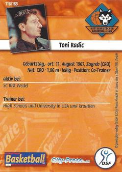 2002 City-Press Powerplay BBL Playercards #116 Toni Radic Back
