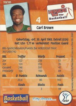 2002 City-Press Powerplay BBL Playercards #119 Carl Brown Back
