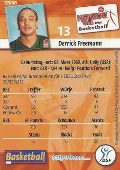 2002 City-Press Powerplay BBL Playercards #125 Derrick Freeman Back