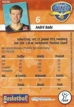 2002 City-Press Powerplay BBL Playercards #142 Andre Bade Back