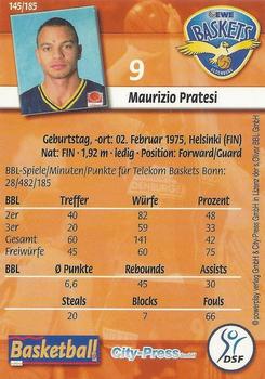 2002 City-Press Powerplay BBL Playercards #145 Mauriziu Pratesi Back