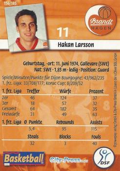 2002 City-Press Powerplay BBL Playercards #156 Hakan Larsson Back