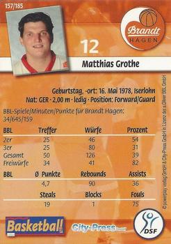 2002 City-Press Powerplay BBL Playercards #157 Matthias Grothe Back