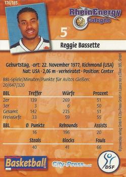 2002 City-Press Powerplay BBL Playercards #176 Reggie Bassette Back