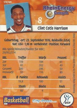 2002 City-Press Powerplay BBL Playercards #179 Clint-Cotis Harrison Back