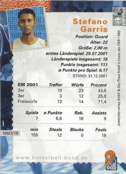 2002 City-Press Powerplay BBL Playercards - Nationalmannschaft #NM3 Stefano Garris Back