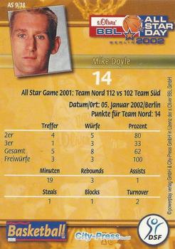 2002 City-Press Powerplay BBL Playercards - Allstars #AS9 Mike Doyle Back