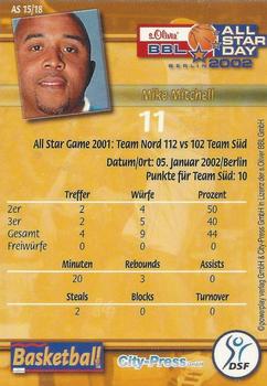 2002 City-Press Powerplay BBL Playercards - Allstars #AS15 Mike Mitchell Back