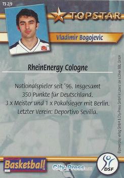 2002 City-Press Powerplay BBL Playercards - Topstars #TS2 Vladimir Bogojevic Back