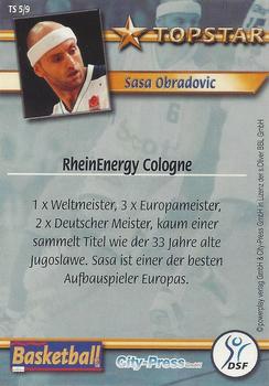 2002 City-Press Powerplay BBL Playercards - Topstars #TS5 Sasa Obradovic Back