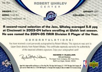2005-06 SP Game Used - Rookie Exclusive Autographs #RE-RW Robert Whaley Back