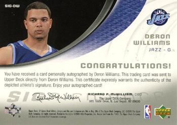 2005-06 SP Game Used - SIGnificance #SIG-DW Deron Williams Back