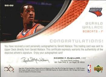 2005-06 SP Game Used - SIGnificance #SIG-GW Gerald Wallace Back
