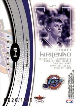 2001-02 Fleer Marquee #114 Andrei Kirilenko Back