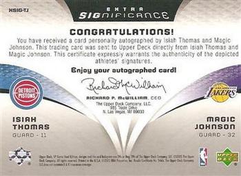 2005-06 SP Game Used - SIGnificance Dual #XSIG-TJ Isiah Thomas / Magic Johnson Back