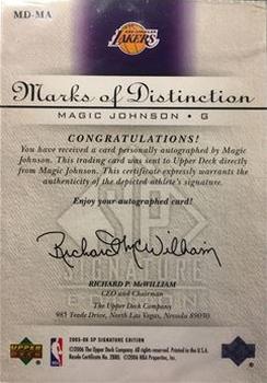 2005-06 SP Signature Edition - Marks of Distinction #MD-MA Magic Johnson Back