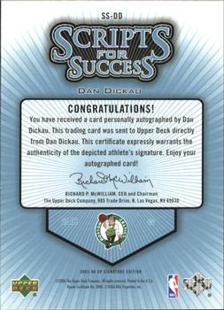 2005-06 SP Signature Edition - Scripts for Success #SS-DD Dan Dickau Back