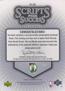 2005-06 SP Signature Edition - Scripts for Success Silver #SS-GG Gerald Green Back
