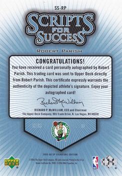 2005-06 SP Signature Edition - Scripts for Success Silver #SS-RP Robert Parish Back