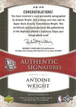2005-06 SP Signature Edition - Signatures #AS-AW Antoine Wright Back