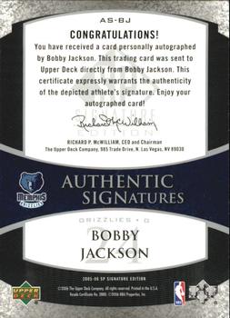 2005-06 SP Signature Edition - Signatures #AS-BJ Bobby Jackson Back
