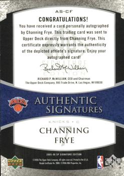 2005-06 SP Signature Edition - Signatures #AS-CF Channing Frye Back