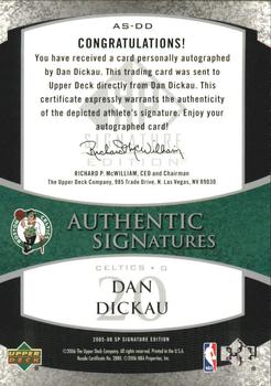 2005-06 SP Signature Edition - Signatures #AS-DD Dan Dickau Back