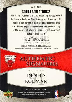 2005-06 SP Signature Edition - Signatures #AS-DR Dennis Rodman Back