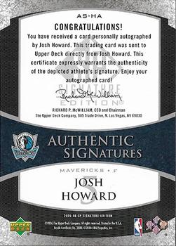 2005-06 SP Signature Edition - Signatures #AS-HA Josh Howard Back