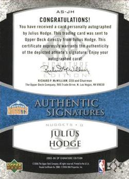 2005-06 SP Signature Edition - Signatures #AS-JH Julius Hodge Back