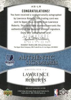 2005-06 SP Signature Edition - Signatures #AS-LR Lawrence Roberts Back