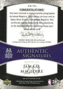 2005-06 SP Signature Edition - Signatures #AS-ML Jamaal Magloire Back