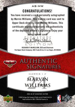 2005-06 SP Signature Edition - Signatures #AS-MW Marvin Williams Back