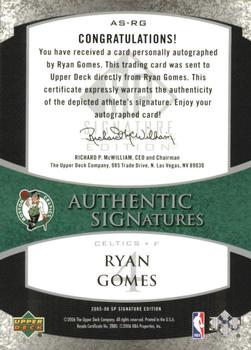 2005-06 SP Signature Edition - Signatures #AS-RG Ryan Gomes Back