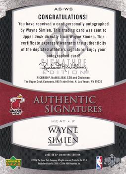 2005-06 SP Signature Edition - Signatures #AS-WS Wayne Simien Back