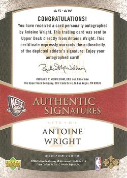 2005-06 SP Signature Edition - Signatures Gold #AS-AW Antoine Wright Back