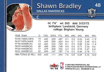 2001-02 Fleer Maximum #48 Shawn Bradley Back
