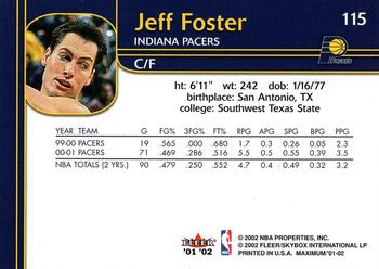 2001-02 Fleer Maximum #115 Jeff Foster Back