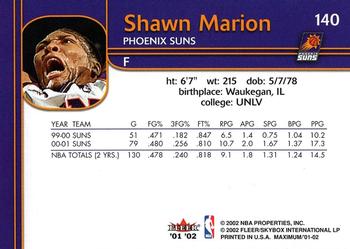 2001-02 Fleer Maximum #140 Shawn Marion Back